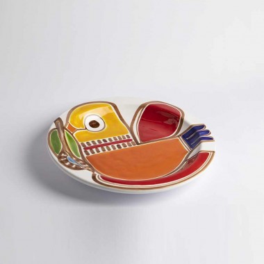 Italian ceramic Round Plate Strombolicchio PTNST de simone pottery Italian ceramic Round Plate Strombolicchio PTNST de simone pottery